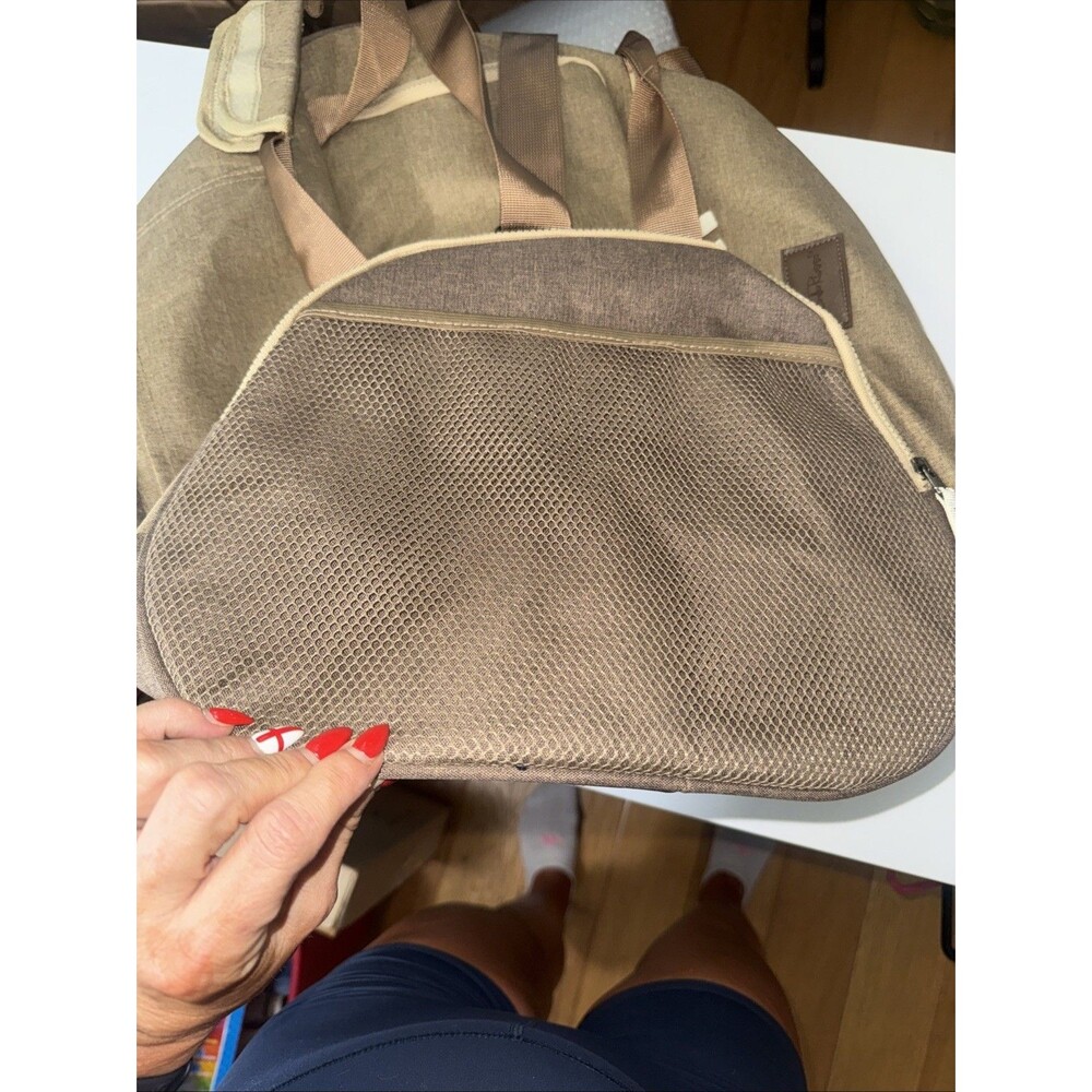 Bella Russo 20" Duffle Tote Weekend Bag TAN/BROWN Canvas Slight Tear By Zipper - Picture 5 of 6